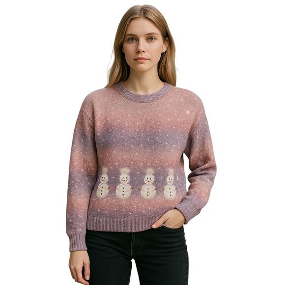 Vintage Talbots Snowman Mohair Sweater L | Holiday Ombre Confetti Knit Appliqué - Picture 16 of 16